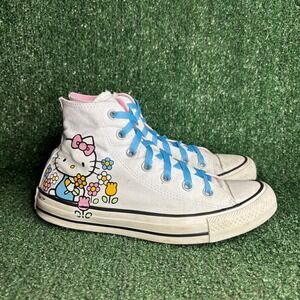 Converse Chuck Taylor Hello Kitty Flowers High Top Sneaker White Womens Size 7.5